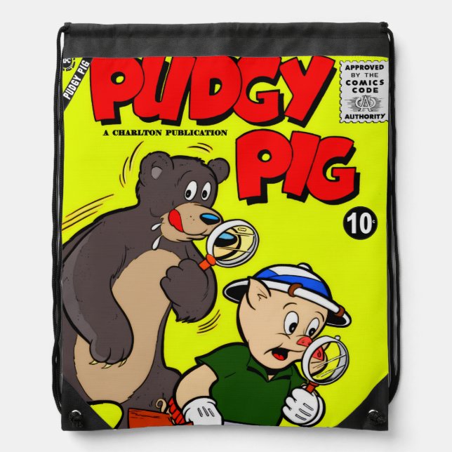 Classic PUDGY PIG Drawstring Backpack (Front)