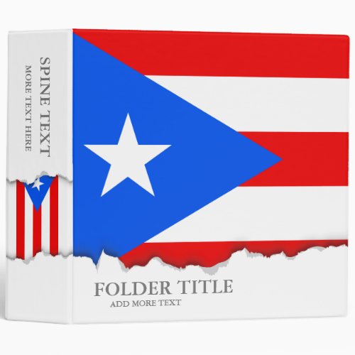Classic Puerto Rican Flag 3 Ring Binder