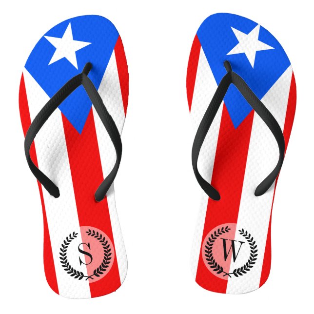 Classic Puerto Rican Flag Flip Flops (Footbed)