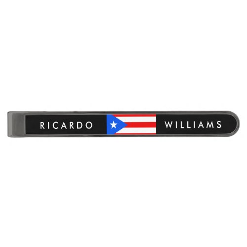 Classic Puerto Rican Flag Gunmetal Finish Tie Clip