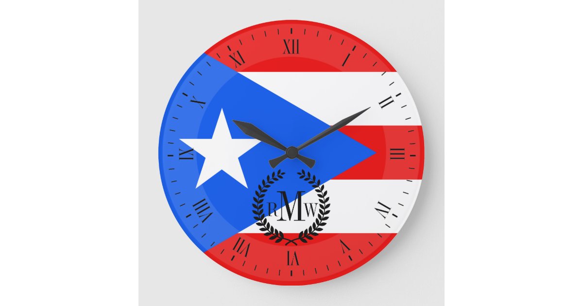 Classic Puerto Rican Flag Large Clock | Zazzle