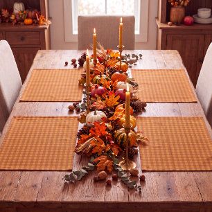 Classic Pumpkin Fall Autumn Gingham Plaid Check Cloth Placemat