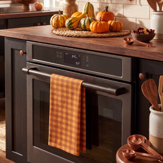 Classic Pumpkin Fall Autumn Gingham Plaid Check Kitchen Towel