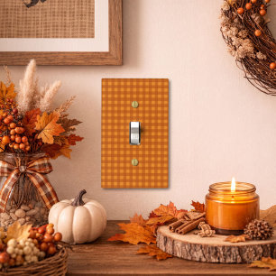 Classic Pumpkin Fall Autumn Gingham Plaid Check Light Switch Cover