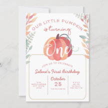 Classic Pumpkin First Birthday Invitation