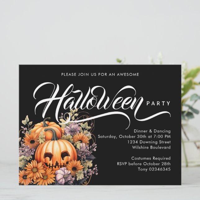 Classic Pumpkin Lantern Halloween Party Invitation (Standing Front)