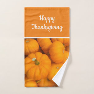 Classic Pumpkin Photo Orange Happy Thanksgiving Hand Towel