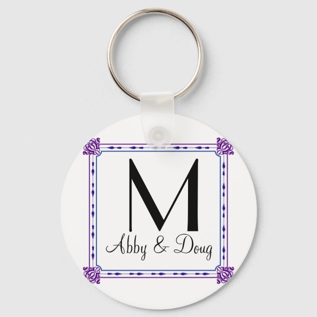Classic purple and blue diy logo keychain (Front)