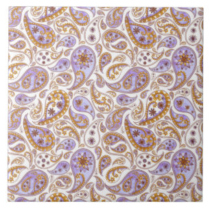 Classic Purple and Brown Vintage Paisley Pattern Ceramic Tile
