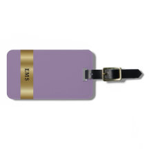 Classic Purple and Gold Monogram Luggage Tag