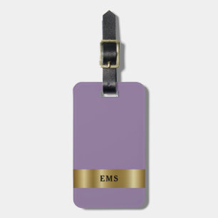 Classic Purple and Gold Monogram Luggage Tag