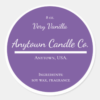 Classic Purple and White Candle Jar Label