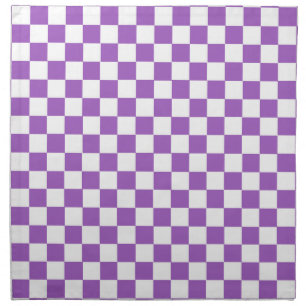 Classic Purple and White Checkered Pattern Cloth Napkin