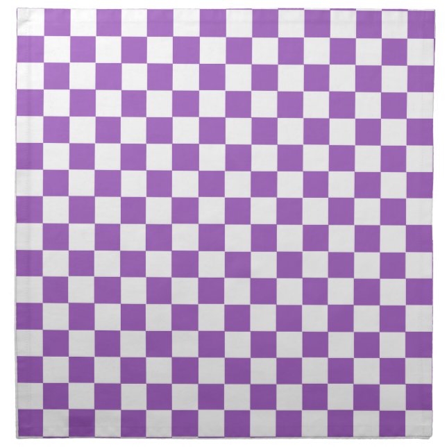 Classic Purple and White Checkered Pattern Cloth Napkin (Front)