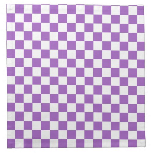 Classic Purple and White Checkered Pattern Cloth Napkin