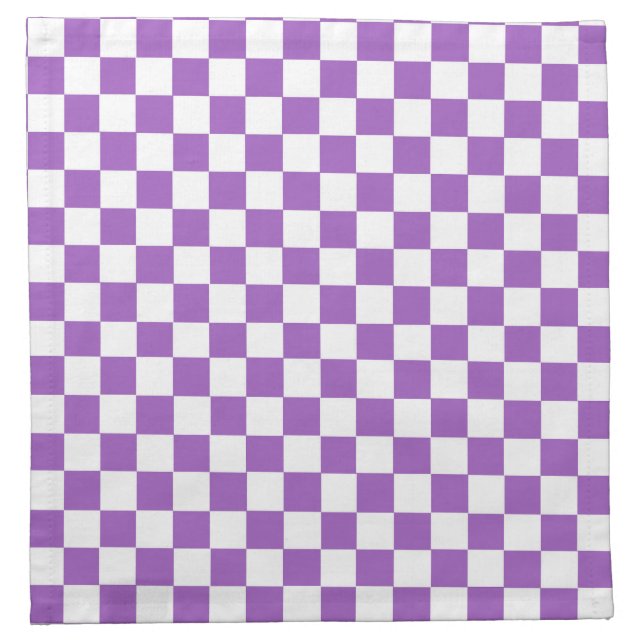 Classic Purple and White Checkered Pattern Cloth Napkin (Front)
