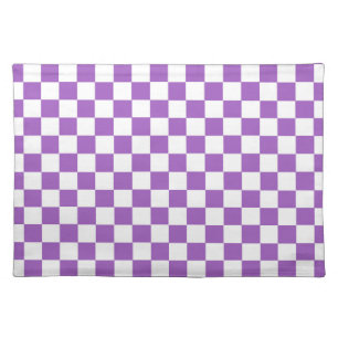 Classic Purple and White Checkered Pattern Cloth Placemat