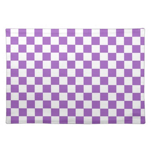 Classic Purple and White Checkered Pattern Cloth Placemat