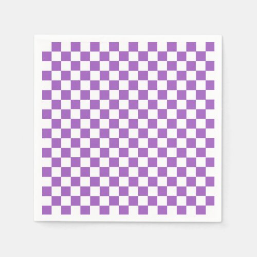 Classic Purple and White Checkered Pattern Napkins
