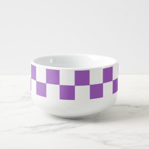 Classic Purple and White Checkered Pattern Soup Mug