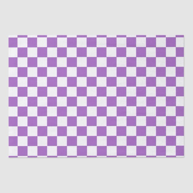 Classic Purple and White Checkered Pattern Tissue Paper (Front)