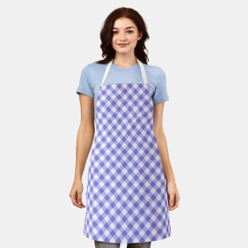 Classic Purple And White Gingham Plaid   Apron by InTrendPatterns at Zazzle