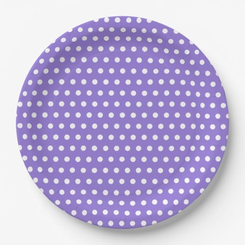 Classic Purple and White Polka Dot Party Paper Plates