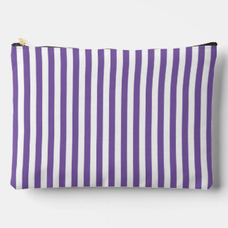 Classic Purple and White Vertical Striped Accessory Pouch