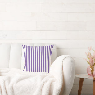 Classic Purple and White Vertical Striped Throw Pillow