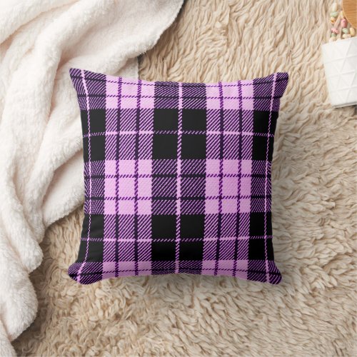 Classic Purple Black Plaid Decor Pillow