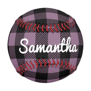 Classic Purple Buffalo Check Plaid Personalized Baseball