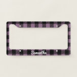 Classic Purple Buffalo Check Plaid Personalized  License Plate Frame<br><div class="desc">Classic Purple Buffalo Check Plaid Personalized License Plate Frame</div>