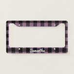 Classic Purple Buffalo Check Plaid Personalized  License Plate Frame<br><div class="desc">Classic Purple Buffalo Check Plaid Personalized License Plate Frame</div>