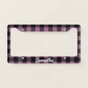 Classic Purple Buffalo Check Plaid Personalized  License Plate Frame