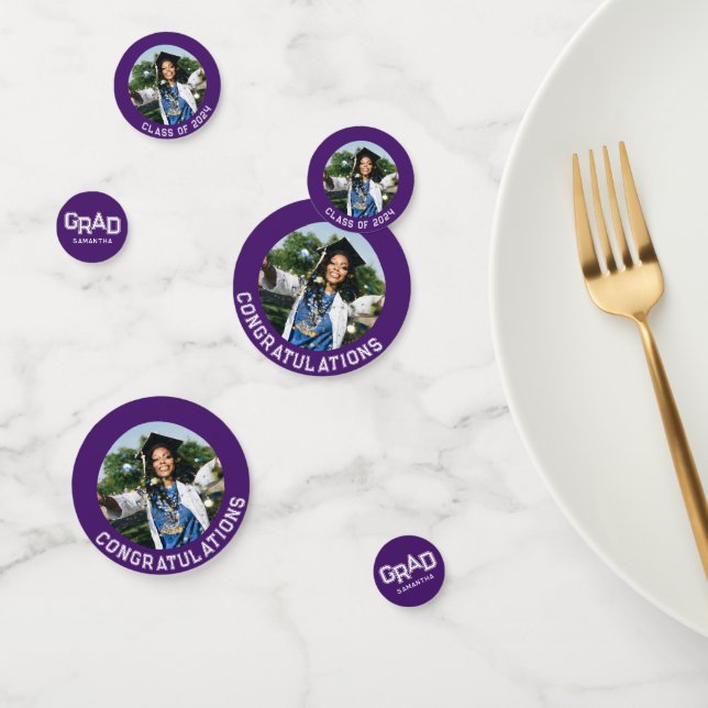 Classic Purple Custom Grad Photo Graduation Confetti (Group)