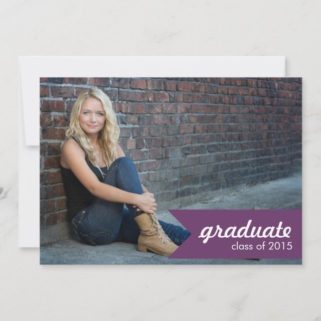 Classic Purple Graduation Announcement - Invite (Front)