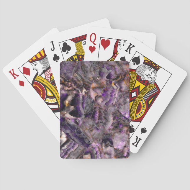 Classic purple granite purple stone purple marble poker cards (Back)