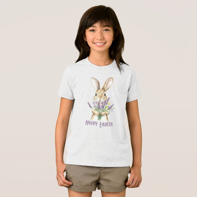 Classic Purple Happy Easter Bunny  Tri-Blend Shirt (Front Full)