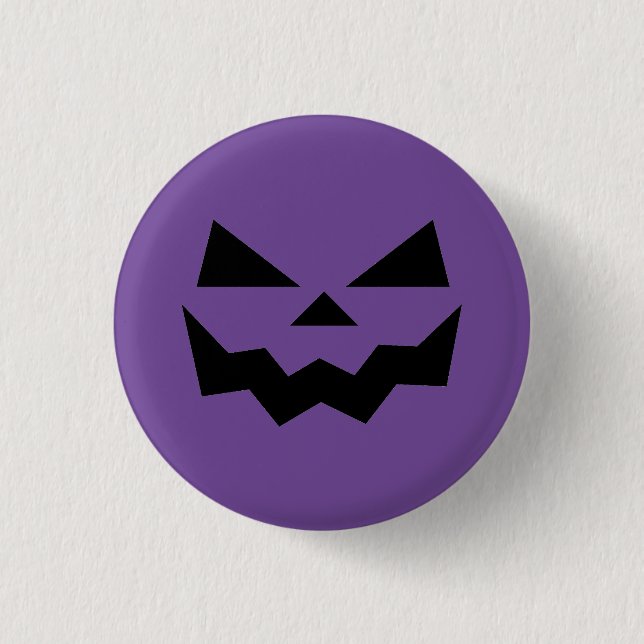 Classic Purple Jack-o-lantern pumpkin face smiling Button (Front)