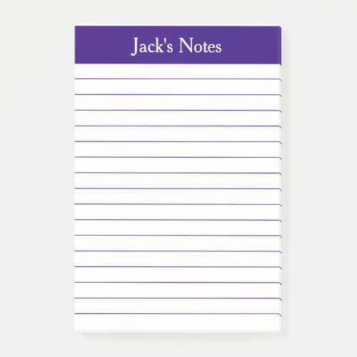 Classic Purple Lined Personalized Post_it Notes