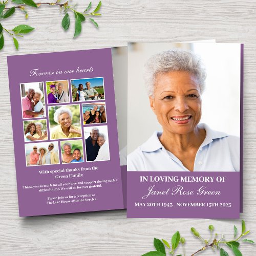 Classic Purple Loving Memory Funeral Program