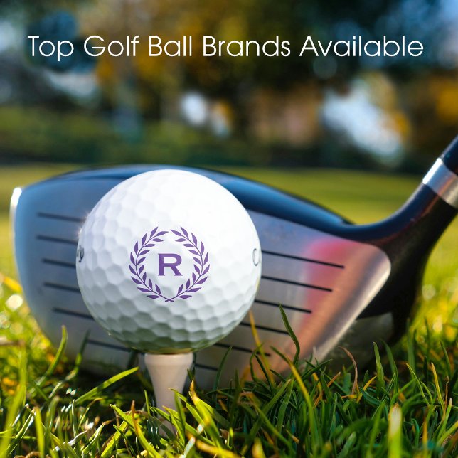 Classic Purple Monogram Laurel Wreath Custom Golf Balls (Creator Uploaded)