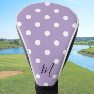 Classic Purple Pattern Monogram Polka Dots Golf Head Cover
