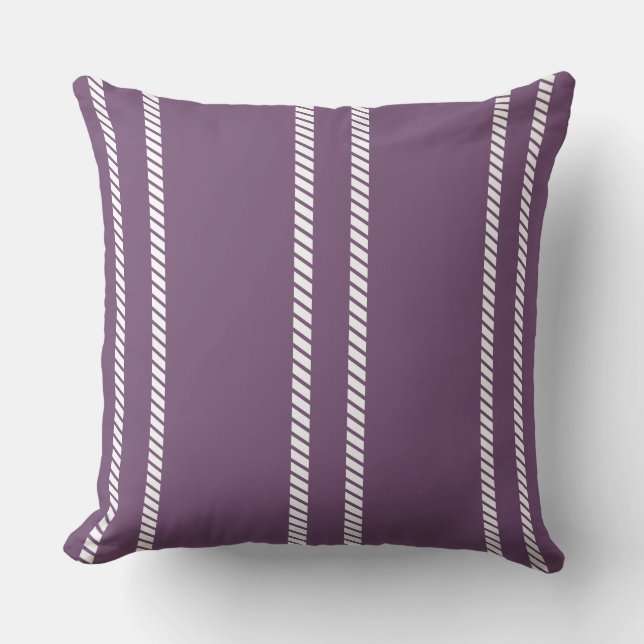 Classic Purple Plum with Stripes Throw Pillow (Front)