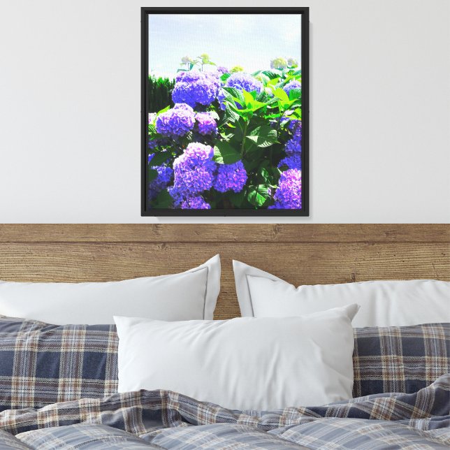 Classic Purple Realistic Hydrangea Canvas Print (Insitu(Bedroom))