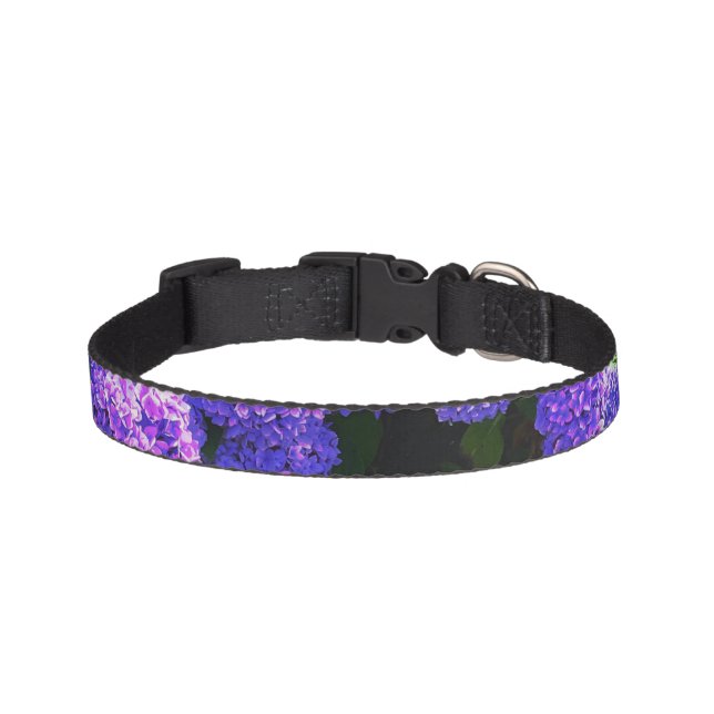 Classic Purple Realistic Hydrangea Dog Collar (Front)