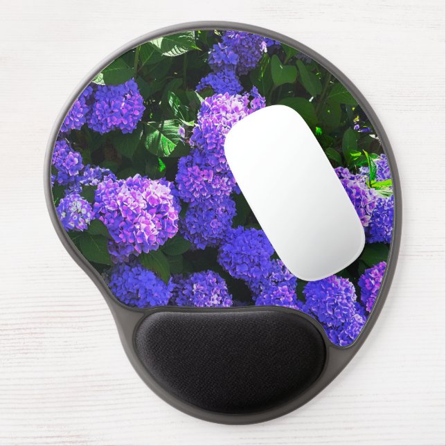Classic Purple Realistic Hydrangea Gel Mousepad (Left Side)