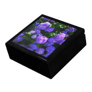 Classic Purple Realistic Hydrangea Wooden Box