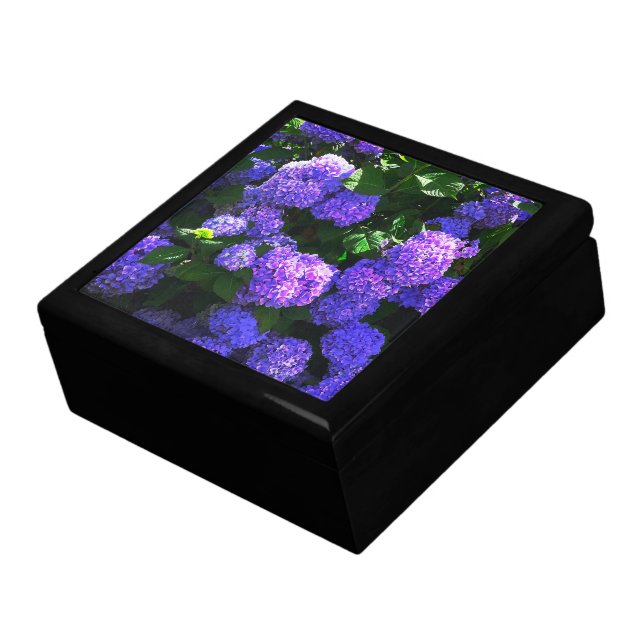 Classic Purple Realistic Hydrangea Wooden Box (Side)