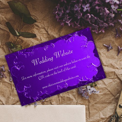 Classic Purple Wedding Website Information Enclosure Card